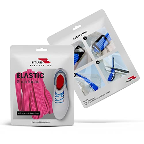 Image of No Tie Shoelaces for Kids and Adult - Elastic Flat Shoelaces for Sneakers, Boots, Board Shoes, Casual Shoes - One Size Fits All - Pack of 1 Pair (Pink)