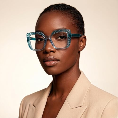 Image of ICARA 3 Pack Fashion Oversized Square Reading Glasses for Women, Retro Celebrity Style Blue Light Blocking Computer Readers