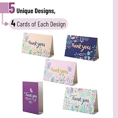 Mr. Pen- Thank You Cards with Envelopes, 20 Pack, 5 Design, Thank You Note Blank Inside, Thank Cards with Envelopes