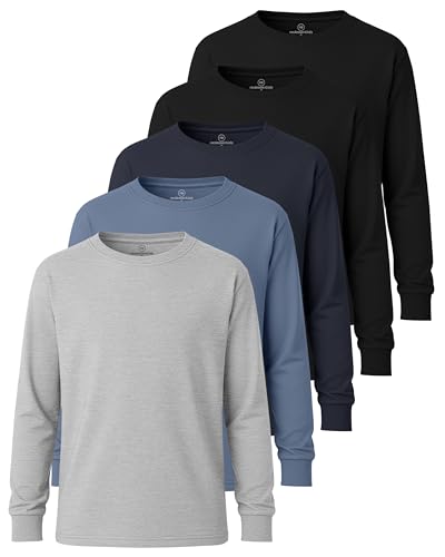 Image of 5 Pack Boys' Cotton Long Sleeve Jersey T Shirts Kids School Youth Tees