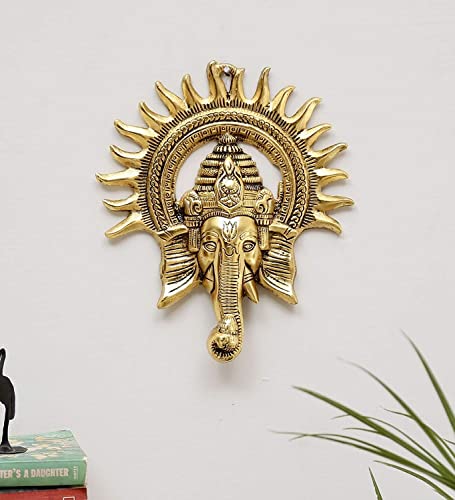 Mangalfashions Metal Ganesha Ji Statue, Ganpati Wall Hanging Sculpture Lord Ganesh Idol Lucky Feng Shui Wall Decor Your Home, Office, Gift Your Relatives On Diwali, New Year, Wedding #TOP1