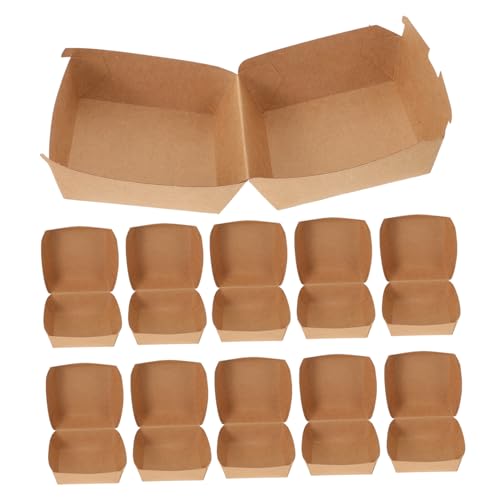 Alipis Elegant Kraft Paper Burger Boxes 50pcs Clamshell Take Out Containers Baking Packaging Boxes