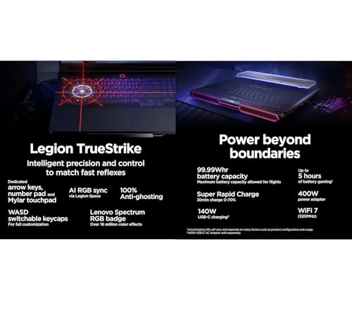 Image of Lenovo Legion Pro 7i AI Gaming Laptop 16.0 inch 240Hz OLED WQXGA Display (Intel Ultra 9-275HX, GeForce RTX 5080 16GB, 64GB DDR5, 4TB PCIe SSD, RGB KB, Win 11 Home) w /Dockztorm Wireless Mouse