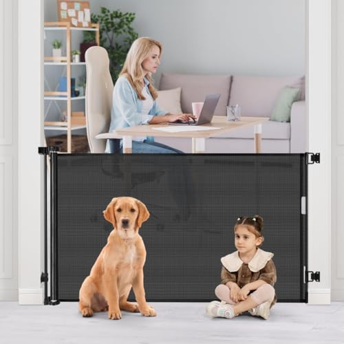 Portão Segurança Bebês Pets Cercadinho Grade Retrátil Safety (Preto, Padrão)
