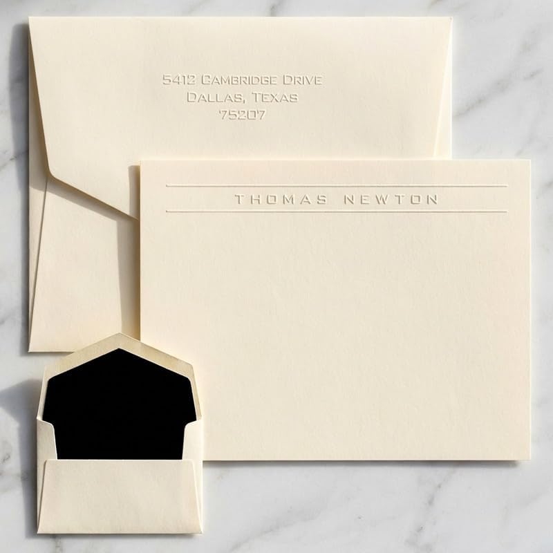 Personalized Banner Flat Cards - Custom Embossed Stationery