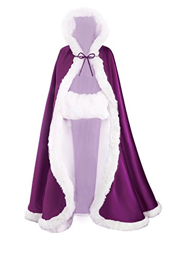 BEAUTELICATE Wedding Cape Hooded Cloak for Bride Winter Reversible with Fur Trim Free Hand Muff product thumbnail 18