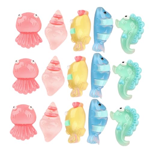 Gatuida 25 Piezas Figuras Mini Animales Marinos Resina Luminiscentes Decoración Marina Micro Paisaje Ornamentos Duraderos para Acuarios