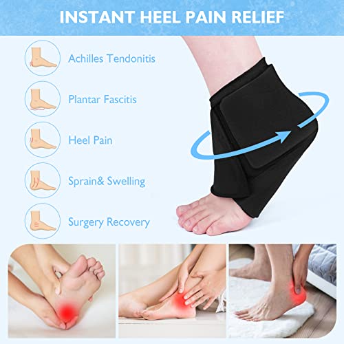 Image of Helthrelife Heel Ice Pack for Pain Relief, Reusable Gel Ankle Ice Pack Wrap Hot&Cold Therapy for Heel Pain, Plantar Fasciitis, Achilles Tendinitis, Dry Cracked Heels, Sprain, Sports Injuries