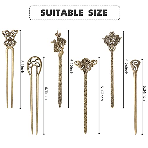 Yingzhao 12 Pieces Celtic Hair Slide Hairpin Chinese Women Hair Chopsticks Hair Sticks Vintage Bronze Hair Chopsticks Antique Bronze Decorative Hair Pin Hair Accessories for Women Girls