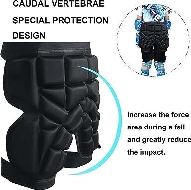 WEITING Gepolsterte Schutzshorts – Snowboard-Hüftschutz, Bequeme Und Atmungsaktive Hüftpolster, Hüft- Und Steißbeinschutz-Crashhose for Snowboard, Ski 3D Shorts