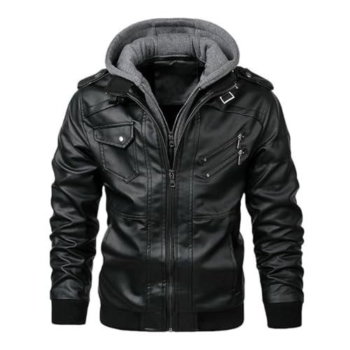 Veste en cuir synthétique contre le vent d'automne blouson homme col montant