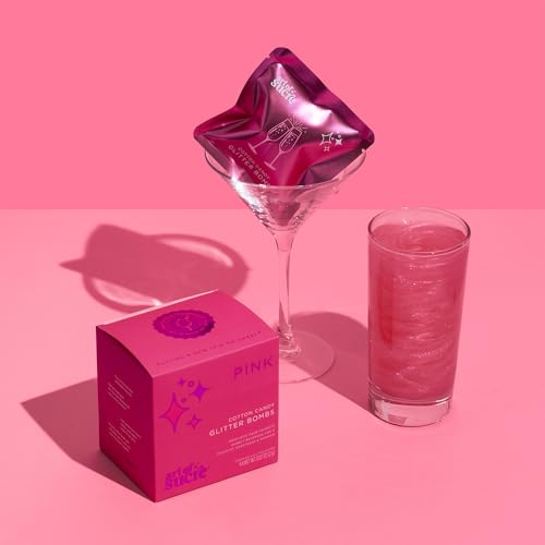 Image of Art of Sucre Pink Cotton Drink Candy Glitter Bombs, Edible Glitter, Drop into Drinks, 4 Pieces