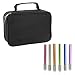 YOUSHARES 72 Slots Colored Pencil Case with 6 Pcs Pencil Extender Bundle – Portable Canvas Zippered Pencil Bag and Aluminum Pencil Extender Holder for Color Pencils & Pens (Black)