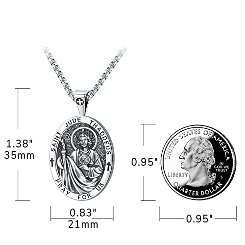 Eusense Saint Necklace Sterling Silver 925 Protection Jewelry for Men Women Patron St Medals Amulet Pendant2