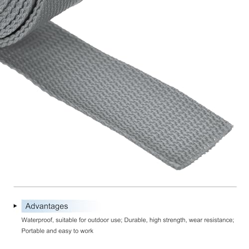 Image of MECCANIXITY Lightweight Polypropylene Webbing Strap 1 1 /4 inch 10 Yard Backpack Strapping Band Grey for Outdoor Luggage Cargo Straps