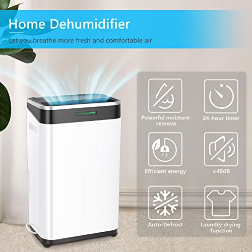 Image of Antarctic Star 45 Pint Dehumidifier - 2750 Sq Ft Dehumidifiers for Home, Basements with Humidity Sensor, Air Filters, Auto Defrosting and Energy Use Electronic Control Smart Off /On