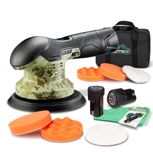 BATOCA 2026 S3 Cordless Car Buffer Polisher, 2x2.0Ah 12V Lithium-ion Rechargeable Battery Powered Polisher with 6 Variable Speed, DA Orbital Buffer for Car Detailing, Polishing, Waxing, Graffiti Style