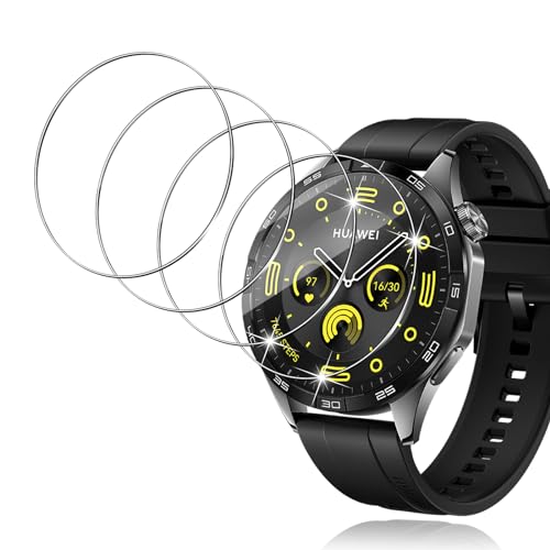 Yenwen 4 Packs Tempered Glass for Huawei Watch GT 4 / GT4 46mm Screen Protector, HD Scratch-Resistant Tempered Glass Screen Protector