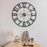 Opps Large Wall Clock, 24 Inch Wall Clocks for Living Room Decor, Silent Non-Ticking Wall Clocks Battery Operated, Arabic Numerals Modern Decorative Wall Clock for Farmhouse, Kitchen, Bathroom (Black)