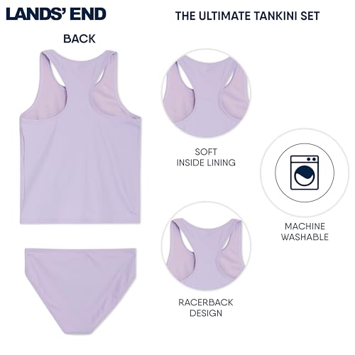 Image of Lands' End Girls' UPF 50+ Swim Bikini Bottom and Racerback Tankini Set