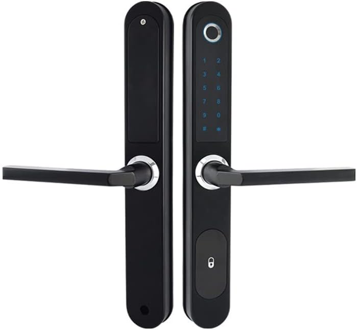 Waterproof Fingerprint Lock Outdoor Gate Lock App Code Keyless Smart Lock Digital Electronic Door Lock for Glass Door (Color : Black Left Pull, Size : 4585)