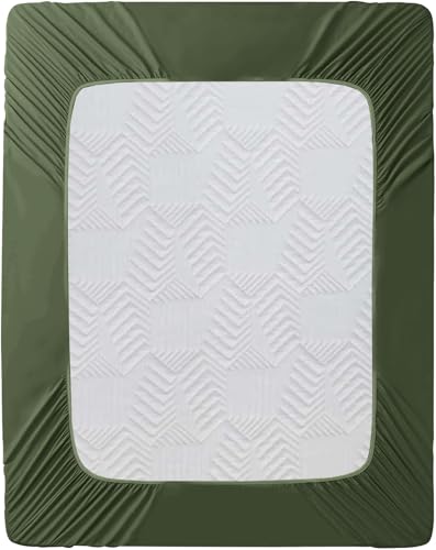 Parure de lit microfibre brossée douce et infroissable vert olive