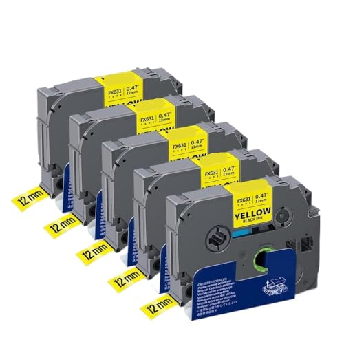 5PK 10PK TZEFX231�݊����̂���t���L�V�u��ID TZE�o���hTZE-FX231 TZEFX221 TZEFX211���x�����[�J�[�ƌ݊���(12mm Black on Yellow)