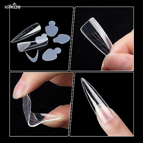 NMKL38 108 peças de unhas duplas de silicone forma francesa adesivos acrílico pontas de unhas de aqu
