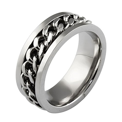 UM Joyería Hombres Mujer Acero inoxidable Cadena Anillos Plata Banda