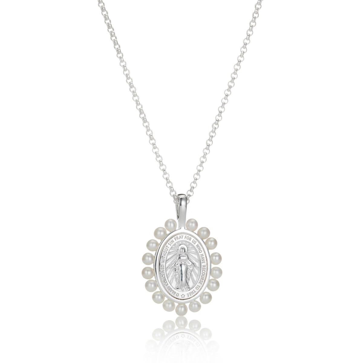 Collar de plata de la Virgen María ideal para regalos de primera comunión 7