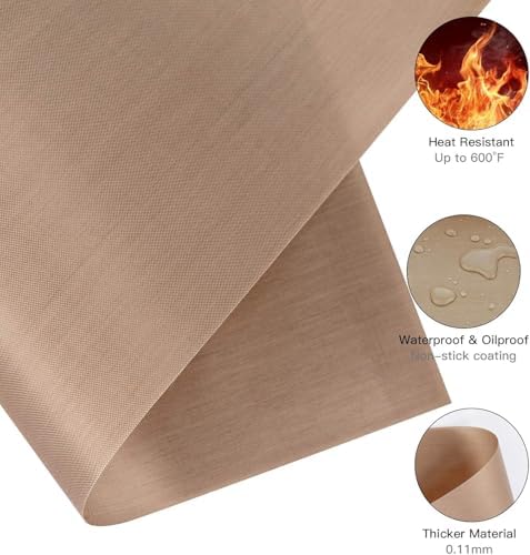 3 Pack PTFE Teflon Sheet for Heat Press - 16" x 12" Non Stick Teflon Sheets Heat Transfer Paper Washable Reusable Heat Resistant Baking Sheets Craft Mat