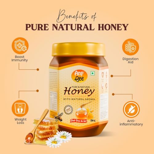 Image of ANP BEE Raw Natural Honey 250gm Combo Pack I Pure NMR Tested Unprocessed Original Multiflora Honey I Supports Weight Loss & Good for Heart Health I Plastic Bottle
