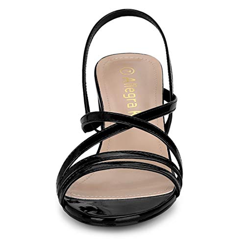 Allegra K Allegra K Women's Strappy Slingback Chunky Heels Black Sandals 9.5 M US