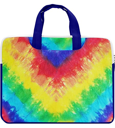 Image of CowCow Work Bag Unicorn Rainbow Colorful Tie Dye Double Pocket 13 inch Laptop Bag