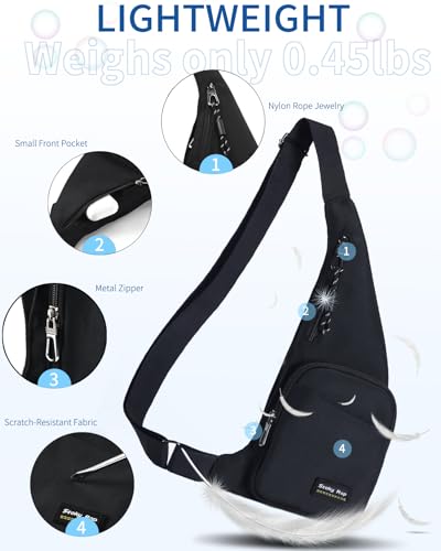Seoky Rop Sling Bag for Men Women Slim Personal Purse Pocket Small Anti-Thief Crossbody Chest Bag for Travel Hiking Black4