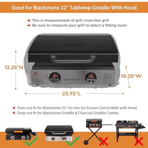 Image of Griddle Cover for Blackstone 22 inch Tabletop Griddle with Hood,Custom Fit Waterproof UV Resistant Windproof Portable Grill Cover for Blackstone Adventure Ready and More Mini Camping Tabletop Griddle