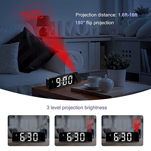 Jxtz WA113 Projection Alarm Clock, Alarm Clocks With Projection On Ceiling With 7.9 Inch Large Display, Led Digital Clock thumb #4