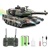 Joysweetoy RC Tank That Shoots - 2.4Ghz Remote Control Army Tank with Smoke, Lights, Sounds, 360° Rotating Turret, Auto Demo, 13 Channel Military Vehicles Model Gift for Boys 6-8