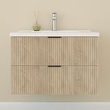 meuble sous vasque suspendu 80 cm 【Matériau principal】Fabriqué en MDF (Medium Density Fibreboard) traité anti-humidité, ce meuble de salle de bain bénéficie de la stabilité et de la durabilité de ce panneau, qui sert de support idéal pour une finition parfaite et durable.