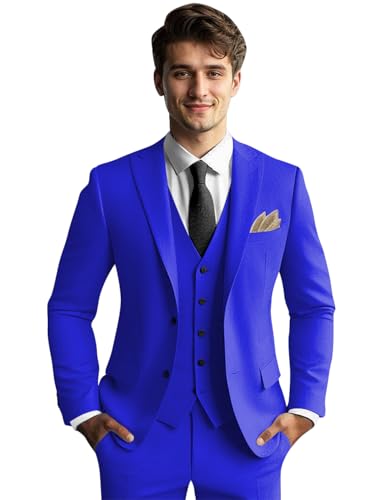 Men's 3 Pieces Suits Slim Fit Formal Suit Single Breasted Wedding Suit Sets One Button Blazer Vest Pants Suit