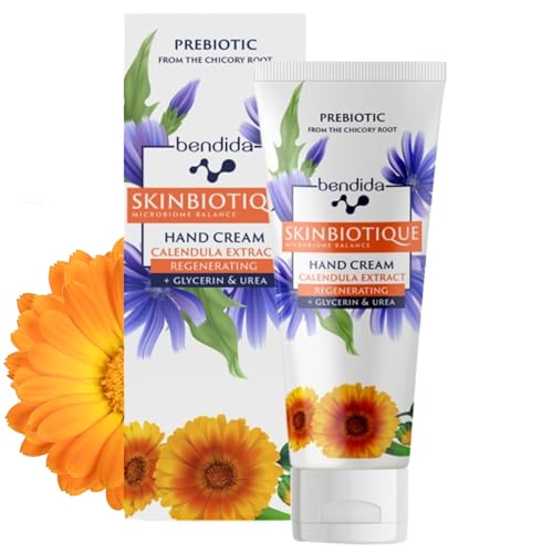 Bendida SKINBIOTIQUE Crema de manos secas y agrietadas 50 ml – con caléndula, PreBIULIN FOS, Urea y glicerina | de absorción rápida, no grasa, cuidado suave después del lavado de manos