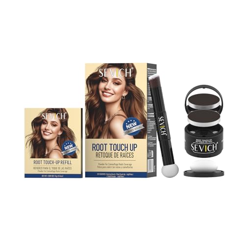 Sevich Polvo magnético intercambiable con líneas finas y grises, reparación rápida del color del cabello, resistente al agua y al sudor, apto para viajes, con cepillos y paquete de repuesto