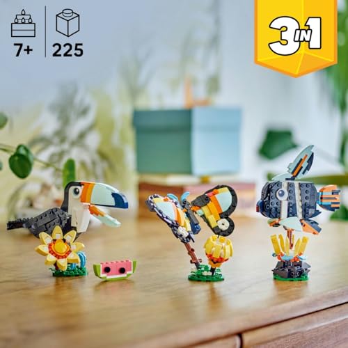 Image of LEGO Creator 3 in 1 Wild Animals: Tropical Toucan Building Toy for Kids- Jungle Building Blocks & Learning Toy for Girls & Boys, Ages 7+ - Build 3 Animal Toys in 1 Set - Gift for Birthdays - 31173