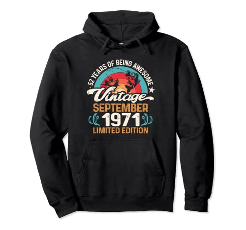 52 años de edad, amantes de la pesca con mosca, septiembre de 1971, cumpleaños 52 Sudadera con Capucha