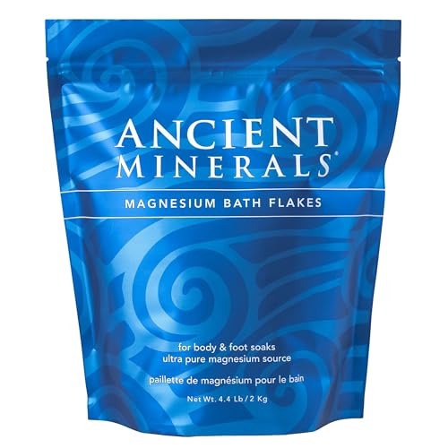 Ancient Minerals Magnesium Bath Flakes – Bathing Alternative to Epsom Salt – Soak in Natural Salts – High-Absorption Efficiency for Relaxation, Wellness & Muscle Relief (4 .4 lb)