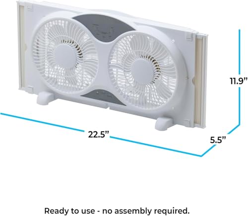 EZ-CHILL 9” Window Fan with Remote Control, 3 Speed Dual Fans with Auto-Locking Expanders, 3 Modes (Cool, Circulate, Exhaust), Fabric Cover, White by EZ-CHILL - Image 6
