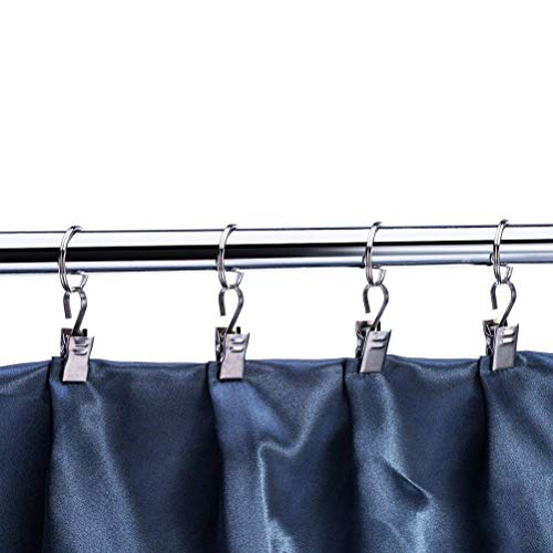 Foto von Pack of 50 Stainless Steel Clips, Curtain Hooks, Stainless Steel Curtain Rings with Clip, Shower Curtain Clips, Home Decoration, Silver