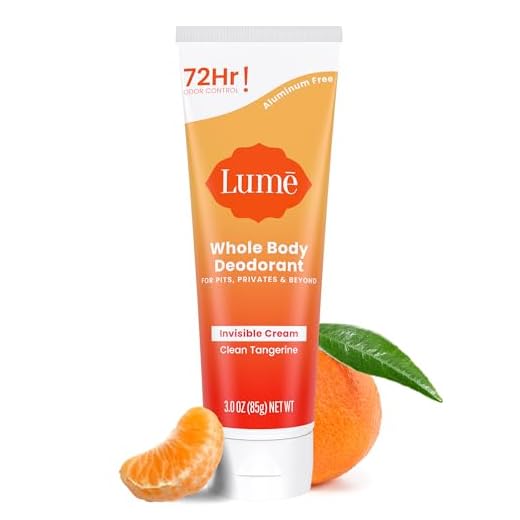 Lume Whole Body Deodorant - Invisible Cream Tube - 72 Hour Odor Control - Aluminum Free, Baking Soda Free, Skin Safe - 3.0 ounce (Clean Tangerine)