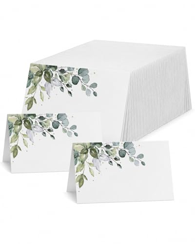YAPKOLV Biglietti Segnaposto 50 Pezzi Matrimonio, Design a Foglia Elegante.