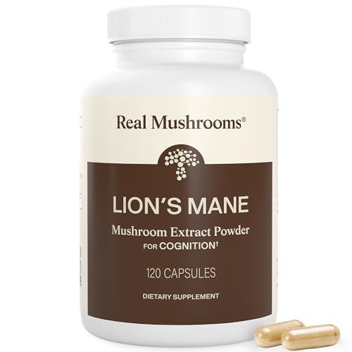 Real Mushrooms Lions Mane Mushroom Cognition (120 Capsules) Lions Mane Mushroom Powder Extract...